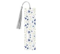 Wild Flowers and Cornflowers Daisies Print Reading Page Markers, 5pcs Wooden Bookmarks with Tassels,Teachers Reading Book Lovers Gifts