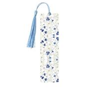 Wild Flowers and Cornflowers Daisies Print Reading Page Markers, 5pcs Wooden Bookmarks with Tassels,Teachers Reading Book Lovers Gifts