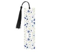 Wild Flowers and Cornflowers Daisies Print Reading Page Markers, 5pcs Wooden Bookmarks with Tassels,Teachers Reading Book Lovers Gifts