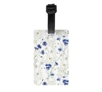 Wild Flowers and Cornflowers Daisies Print Retro PVC Luggage Tag Durable Travel ID Holder for Suitcase Vintage Style Baggage Tag