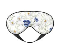 Wild Flowers and Cornflowers Daisies Print Silk Like Sleep Eye Mask Comfortable Blindfold Adjustable Soft Eye mask for Sleep