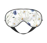 Wild Flowers and Cornflowers Daisies Print Soft Eye Mask Lightweight Sleep Aid Breathable Blackout Travel Nap Yoga Meditation