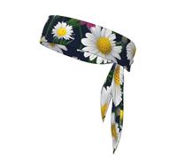 Wild Flowers and Cornflowers Daisies Print Tennis Tie Headband Hair Band Unisex Sport Head Tie for Basketball,Running,Karate