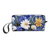 Wild Flowers and Cornflowers Daisies Printed Makeup Bag Simple Travel Cosmetic Bags Waterproof Cosmetic Case Toiletry Bag Organizer for Women Mom Girls