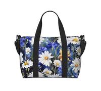 Wild Flowers and Cornflowers Daisies Printed Travel Duffel Bag for Men Women Shoulder Weekender Overnight Bags for for Beach Swim Sports Gym