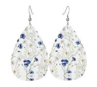 Wild Flowers And Daisies Trendy Leather Teardrop Earring Lightweight Bohemian Earrings Set Jewelry Gift For Women Girl