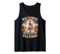 Wild Flowers And Wild Horses Country Rider Cowgirl Tank Top