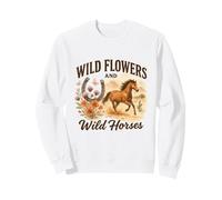 Wild Flowers And Wild Horses Western Watercolor Graphic Sweatshirt