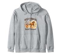 Wild Flowers And Wild Horses Western Watercolor Graphic Zip Hoodie
