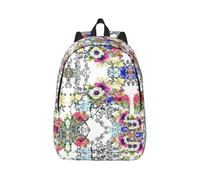 Wild Flowers Birds Leaves Branches Canvas Backpack Laptop Bag Adjustable Straps Vintage Casual School Travel Outdoor Work Camping