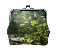 Wild Flowers Birds Leaves Branches print Small Pouch Kiss Lock Coin Purse for Women Coin Change Purse, Credit Card Wallet