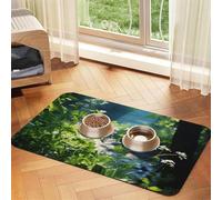 Wild Flowers Birds Leaves Branches2 Print Pet Feeding Mat Dog Mat for Food and Water Bowl Dogs Water Dispenser Mat Dogs Accessories