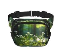 Wild Flowers Birds Leaves Branches3 print Fashion Waist Packs Crossbody Belt Bag Fanny Pack for Women Crossbody for Traveling Running, Black, One Size