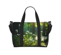 Wild Flowers Birds Leaves Branches3 print Gym Bag for Women,Carry on Weekender Overnight Duffle Bag,Personal Item Tote Bag, Black, One Size