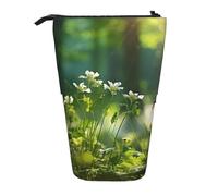 Wild Flowers Birds Leaves Branches3 print Telescopic Pencil Bag Pen Holder Stand-up Retractable Standing Organizer Office Bag