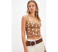 Wild Flowers Embroidered Bustier at Free People in Brown Combo, Size: Medium - female