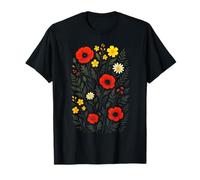 Wild Flowers - Poppy Botanical Vintage Art T-Shirt