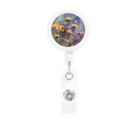 Wild Flowers Printed Rotatable Retractable Badge Clip for Lovely Nursing Badge Clips for Office and Healthcare Personnel