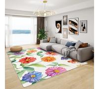 Wild Flowers Rug - Colourful Flowers Rug, Kids Butterfly Floral Rugs for Living Room Bedroom, Washable Non Slip Soft Small Carpet, Patterned Area Rugs & Home Decor 60x90 cm