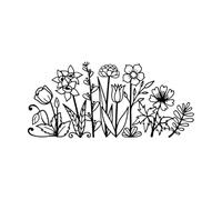 Wild Flowers Set Wall Decals Paster Paper 30x65.5cm Art Mural Painting Black
