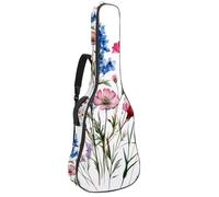 Wild Flowers Watercolor Bouquet Padded Guitar Bag, Protective Acoustic Guitar Cover Gig Bag for Electric Bass Classical Guitar