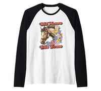 Wild Flowers Wild Horses Vintage Horse Lover Retro Country Raglan Baseball Tee