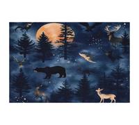 Wild Forest Animals Silhouette Placemats, Set of 6 Table Mats for Dining Tables, 12×18 Inches Anti-Skid Heat Resistant Kitchen Table Place Mats
