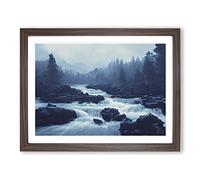 Wild Forest Stream Framed Wall Art Print A2 Walnut
