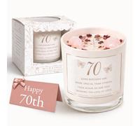 Wild & Free 70th Birthday Rose Quartz Candle Gift for Women, Soy Wax Crystal Candle, Cherry Blossom & Rose Scent, 70th Birthday Gift for Her, 230g