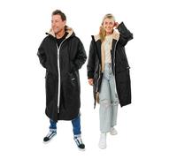 Wild & Free® COBE Luxury Dry Changing Robe Unisex. The Cobe 100% Waterproof Coat and Swim Robe in one, Long Sleeves with Cosy Sherpa Fleece, Recycled Material Perfect for Dog (L, Classic Black)