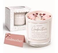 Wild & Free Godmother Rose Quartz Candle Gift, Soy Wax Crystal Candle, Cherry Blossom & Rose Scent, Birthday Gift for Godmother, Mother's Day, 230g
