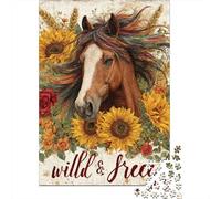 Wild & Free Horse Art Print Jigsaw Puzzles Puzzle for Adults Kids. 1000 Piece Whimsical Challenge Toy Educational Games Home Decoration for Adults& Kids Age 14 Years Up 70x50cm/1000pcs
