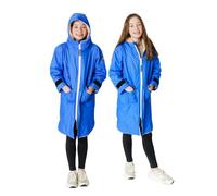 Wild & Free® Kids COBE Dry Changing Robe Unisex - Luxury Long Sleeve Waterproof Coat with Soft Sherpa Fleece Lining Perfect for Team Sports, Swimming and Water-Sports (XS, Brilliant Blue)