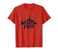 Wild & Free Mountain Adventure Starry Night T-Shirt, Men, Red, 3XL