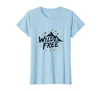 Wild & Free Mountain Adventure Starry Night T-Shirt, Women, Baby Blue, 3XL