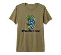 Wild & Free Watercolor Blueberry Cluster Fruit Illustration Premium T-Shirt