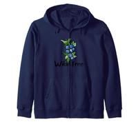 Wild & Free Watercolor Blueberry Cluster Fruit Illustration Zip Hoodie