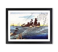 Wild Geese At Haneda By Utagawa Hiroshige Asian Japanese Framed Wall Art Print, Ready to Hang Picture for Living Room Bedroom Home Office Décor, Black A3 (46 x 34 cm)