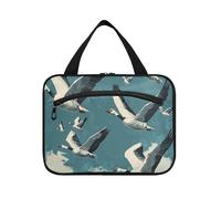 Wild Geese Blue Hanging Travel Bag for toiletries with Hook, Designer Essentials Quilted Makeup Bag for Women Must Haves Backpacking cartera para maquillaje L