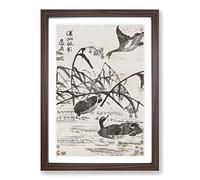 Wild Geese by The Pond by Bian Shoumin Framed Print | A2 Walnut Framed Wall Art | Ready to Hang | Modern Nature Picture | Living Room Bedroom Lounge Office