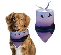 Wild Geese On A Blue Evening Dog Bandanas Triangle Scarfs Printing Bib Scarf Adjustable Accessories for Small Dogs And Cats