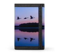 Wild Geese On A Blue Evening Trifold Wallet Slim Wallets with ID Window Credit Card Pockets for Men Women