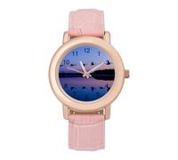 Wild Geese On A Blue Evening Women's PU Leather Strap Watch Analog Quartz Watch Casual Wristwatch for Home Work