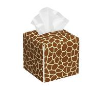 Wild Giraffe Pattern Animal Print Square Leather Tissue Box Cover Premium Decorative Organizer with Non-Slip Base for Bathroom Vanity Nightstand Countertop