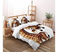 Wild Giraffe Quilt Cover for Bedding 3D Printed Wild Animals Boys Girls 3Pcs UltraSoft Microfiber Includes 2 Pillowcases Invisible Zipper King（220x240cm）