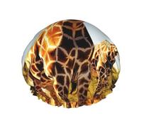 Wild Giraffe Shower Cap Reusable Elastic Bath Caps Waterproof Bath Hair Hat for Women Men Spa Salon Large Shower Bonnet Double Layer Bathing Hair Cap for Long Hair, Braids