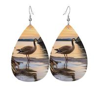 Wild Goose By The Bridge Dangle Earrings Lightweight Leather Earrings Colorful Drop Earring For Accessories Married Women