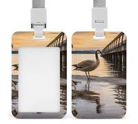 Wild Goose by The Bridge ID Badge Holder with Lanyard - Hard Plastic ID Card Holder Waterproof Name Tag Holders, Heavy Duty Badge Reel Vertical Card Protector for Office Nurse Teacher
