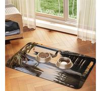 Wild Goose by The Bridge Pet Feeding Mat Absorbent Pu Leather Dog Cat Food Mats Contain Spills Protects Floors, Anti-Slip Rubber Backing Dog Bowl Mats Easy Clean Pet Placemats 40x60cm