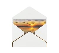 Wild Goose By The Bridge Print Horizontal Gold-Edged Pearl Greeting Card W/Envelope-Holiday,Birthday,Anniversary,Party(2pcs)